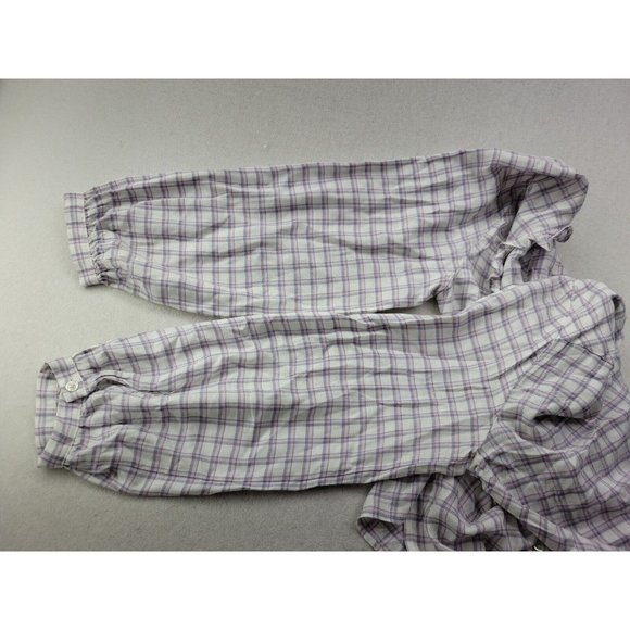NEW - Talbots Women Petite Lp White Pink Plaid Button Up Ruffle Neck Western - Picture 6 of 7